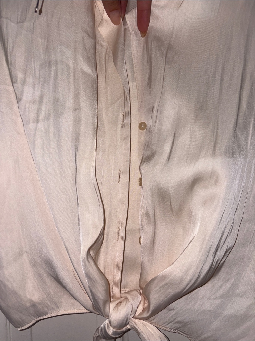 Rachel Zoe Light Cream Tie-Front Blouse - Picture 4 of 5